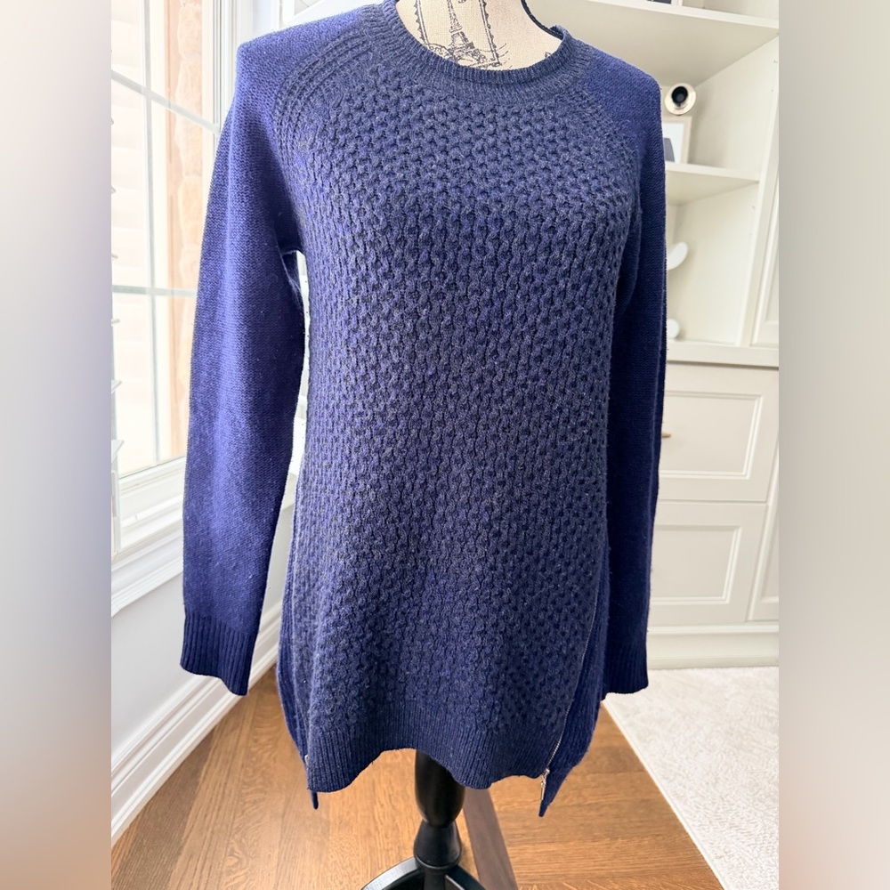 REBECCA TAYLOR Side Zip knit cashmere blue women’s sweater size small